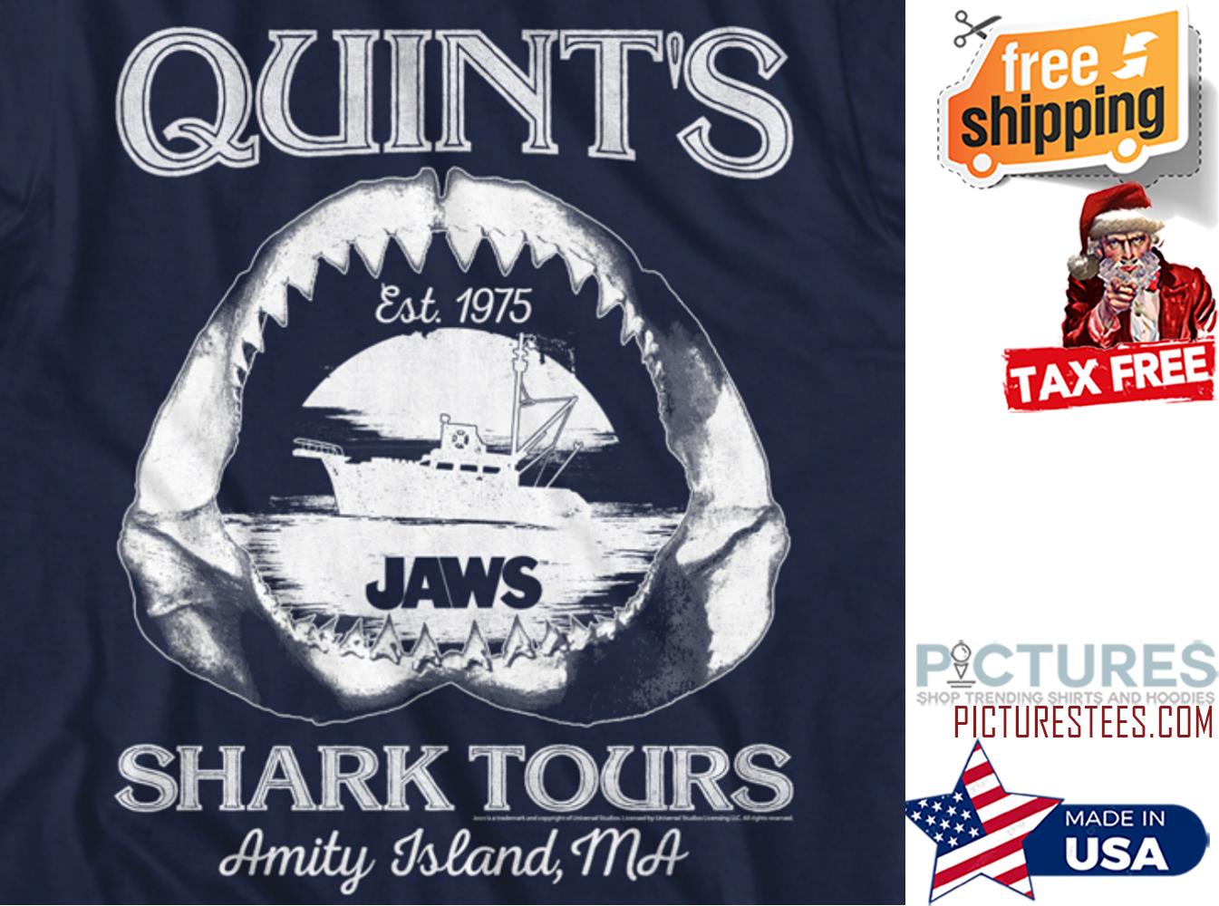 FREE shipping Quint's EST 1978 Jaws shark tours amity island MA