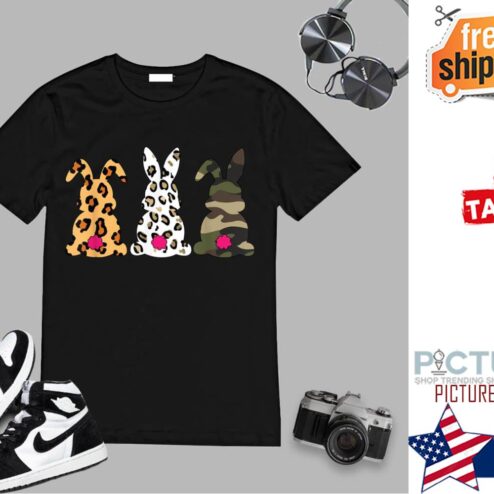Rabbits Bunnies Leopard Camouflage Happy Easter Day shirt