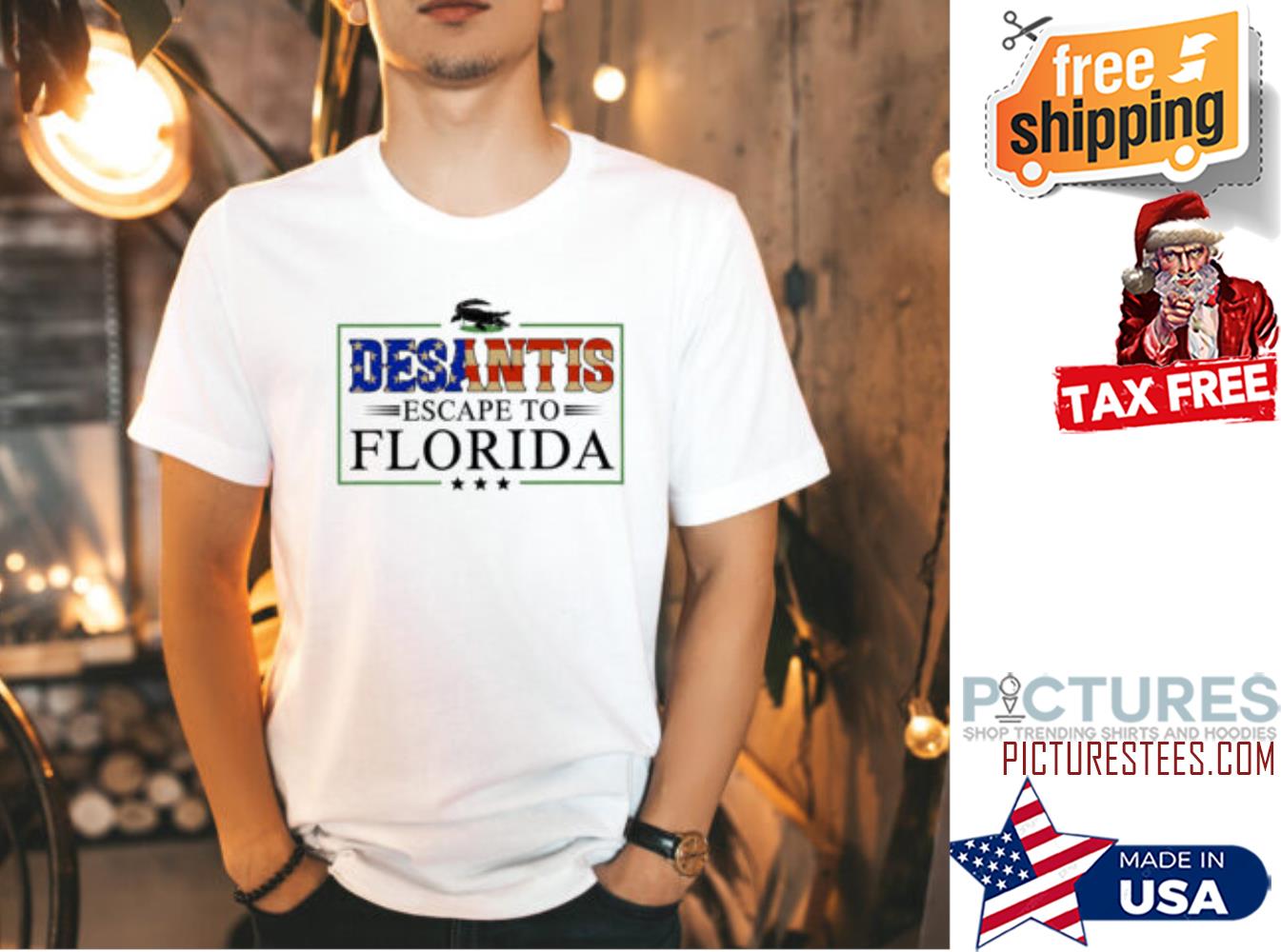 Ron Desantis Escape To Florida American Flag shirt
