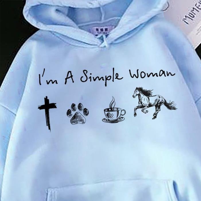 Jesus i'm a simple woman coffee paw horse hoodie