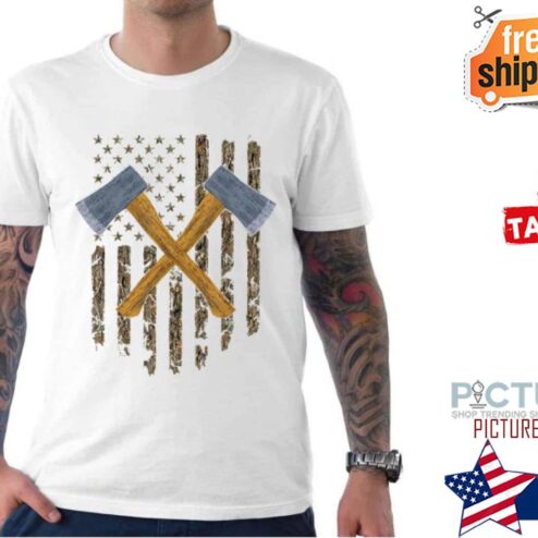 USA Flag Never Underestimate An Old Man With An Axe shirt