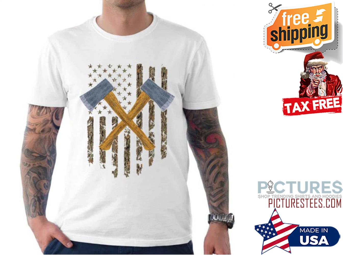 USA Flag Never Underestimate An Old Man With An Axe shirt