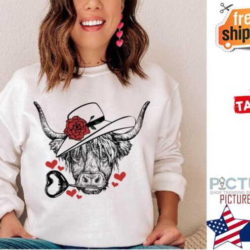 Valentine Highland Cow Valentine‘s Day Shirt