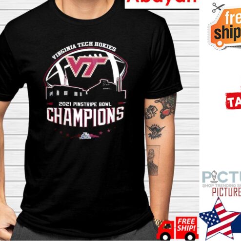 Virginia tech hokies 2021 pinstripe bowl champions shirt