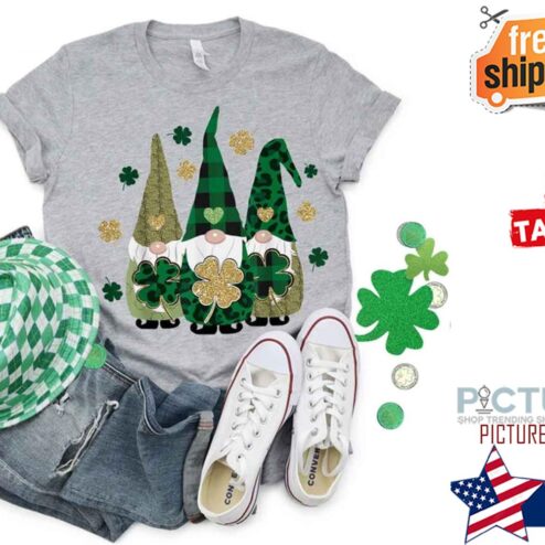 3 Gnomes Shamrock clover St Patricks Day Shirt