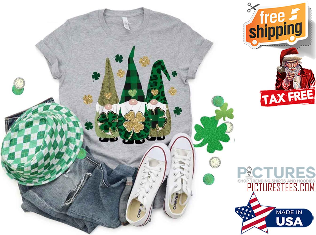 3 Gnomes Shamrock clover St Patricks Day Shirt