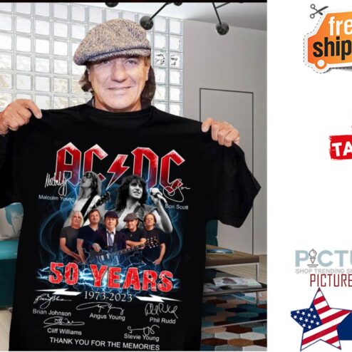 ACDC 50 years 1973-2023 thank you for th memories signatures shirt