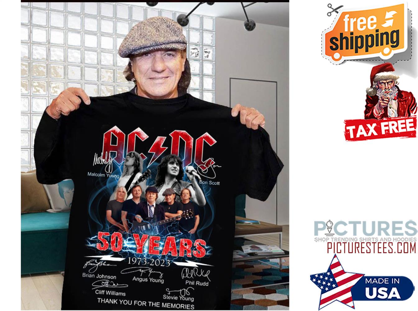 ACDC 50 years 1973-2023 thank you for th memories signatures shirt
