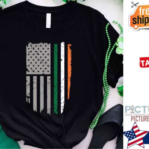 American flag Irish Flag St Patrick's day shirt