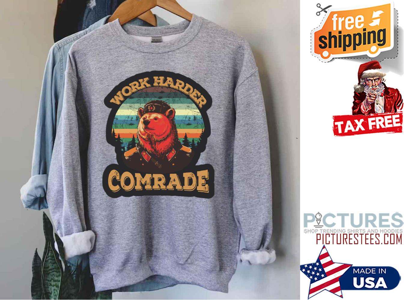 Bear Russia Work Harder sunset shirt