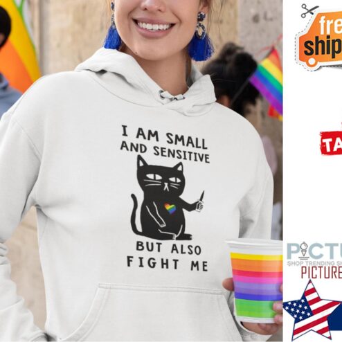 Black cat I am small and sensitive but also fight me LGBt shirt