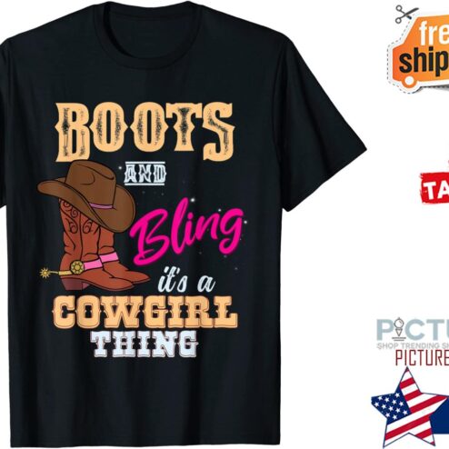 Boots and  Bling its a Cowgirl Thing Horseback shirt