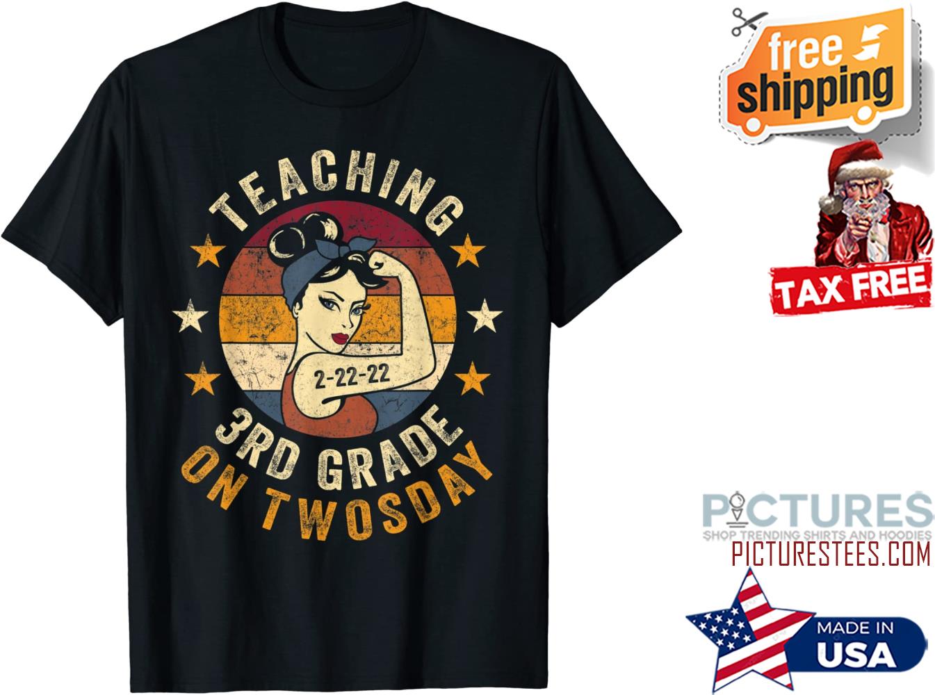 Girl stronger teaching 3rd grade on twosday 2-22-22 vintage shirt