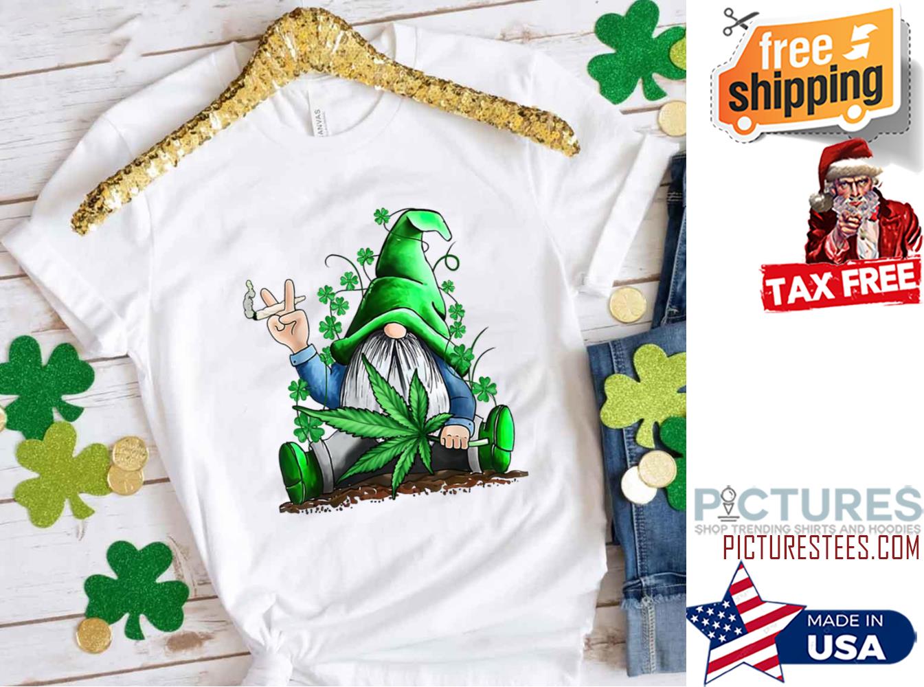Gnome Pot Leaf 420 Weed St Patrick's Day shirt