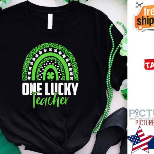 Green Rainbow One Lucky Teacher St Patrick's Day shirt
