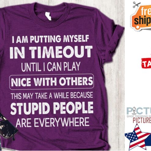 I am putting myself in timeout until I can play nice with others this may take a while because stupid people are everywhere shirt