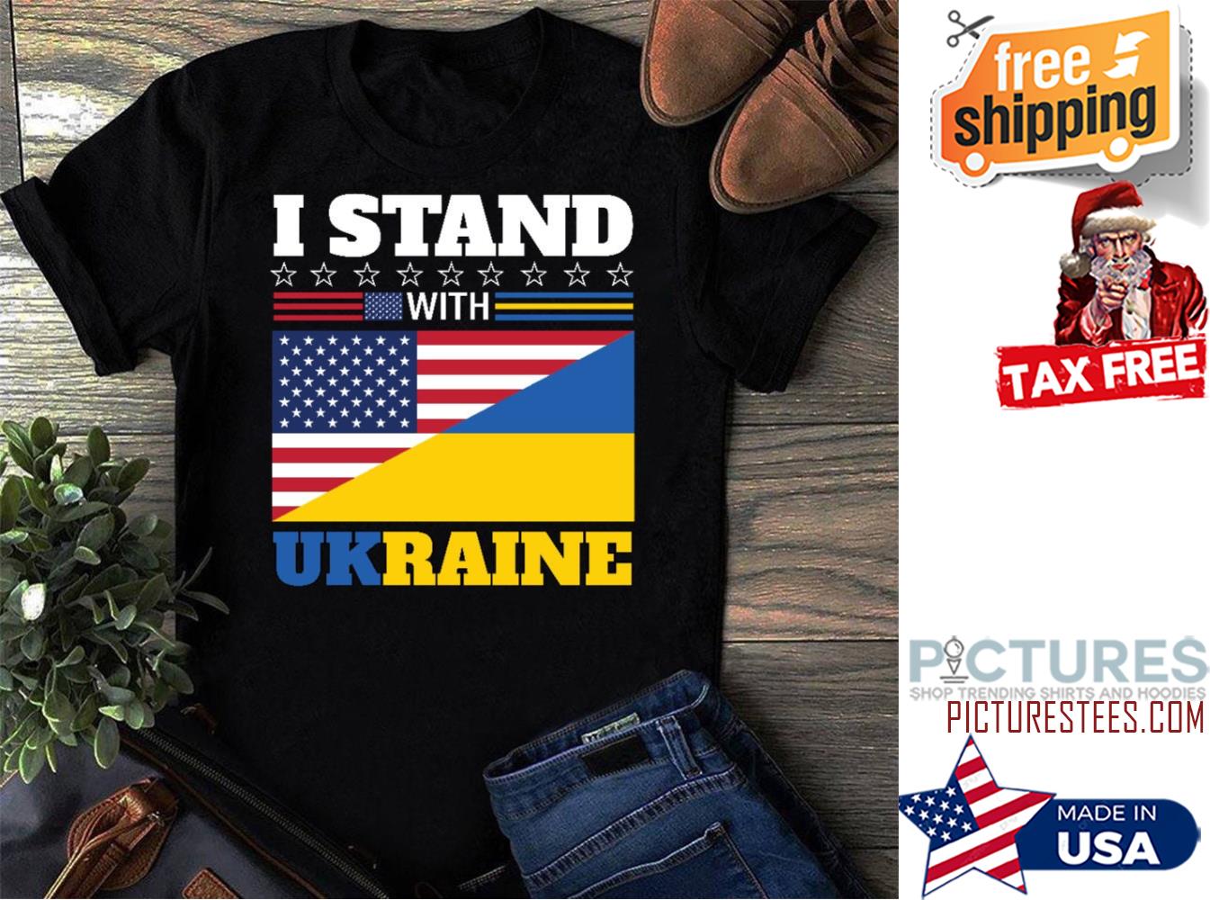 I Stand With Ukraine American Flag Shirt