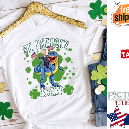 Joe Biden Ride T-rex St Patrick's Day shirt