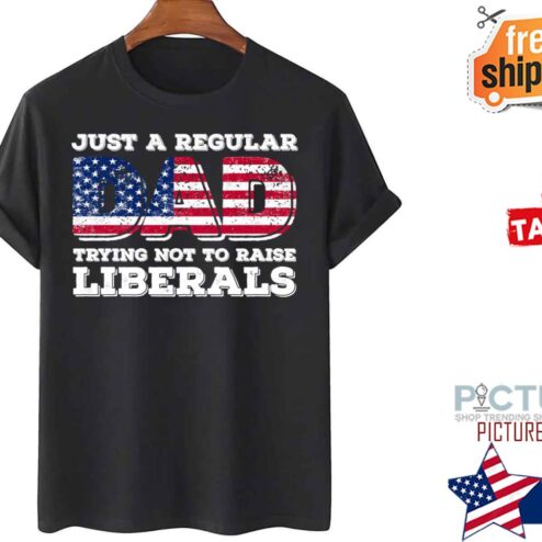 Just A Regular Dad Trying Not To Raise Liberals American Flag Father’s Day shirt