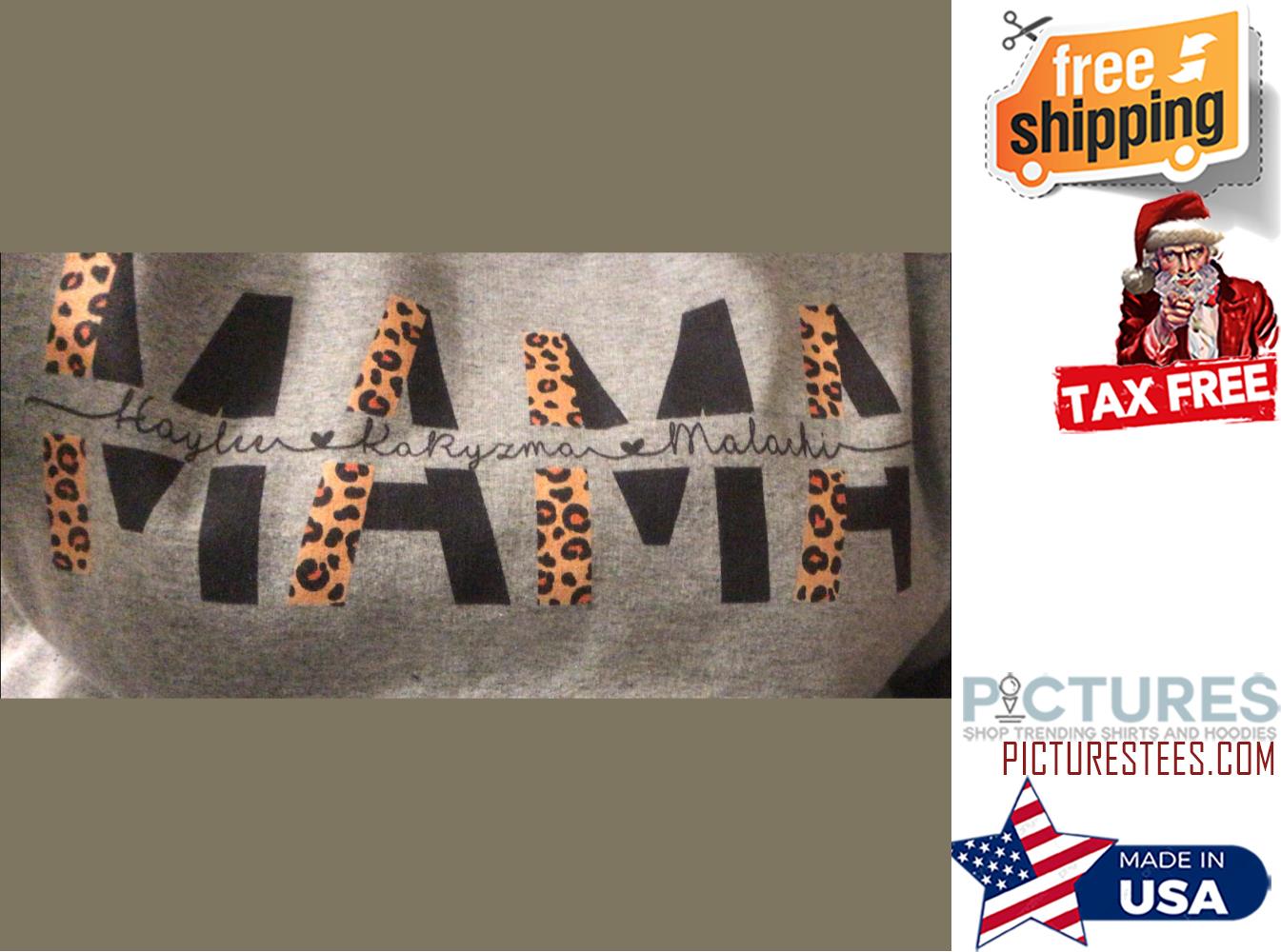 Leopard mama custom name kids shirt