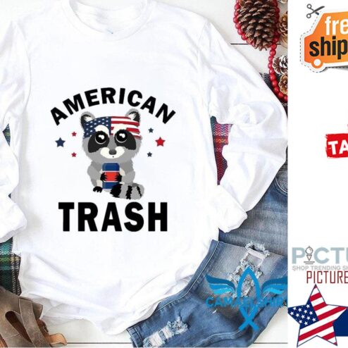 Raccoon american trash american flag shirt