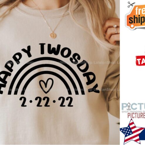 Rainbow Happy twosday love 2-22-22 shirt