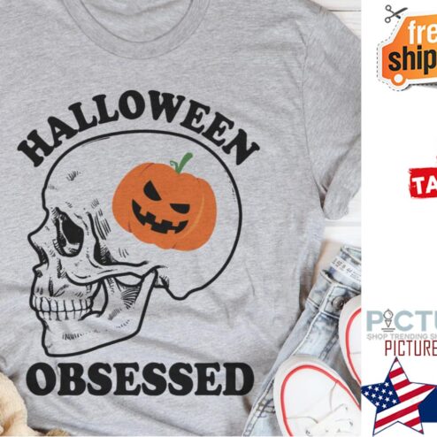 Skull Pumpkin Halloween Obsessed shirt