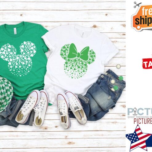 St Patrick's day Disney Couple Mickey Minnie Shamrock shirt