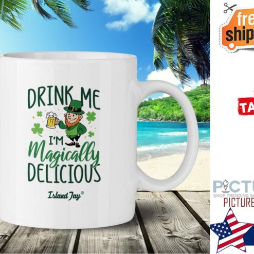 St Patrick's day drink me i'm magically delicious Island Jay Shamrock mug