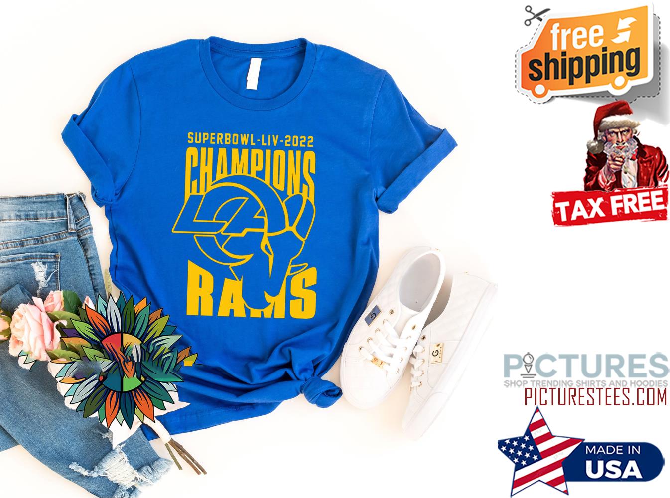 SuperBowl LIV 2022 champions Los Angeles Rams shirt
