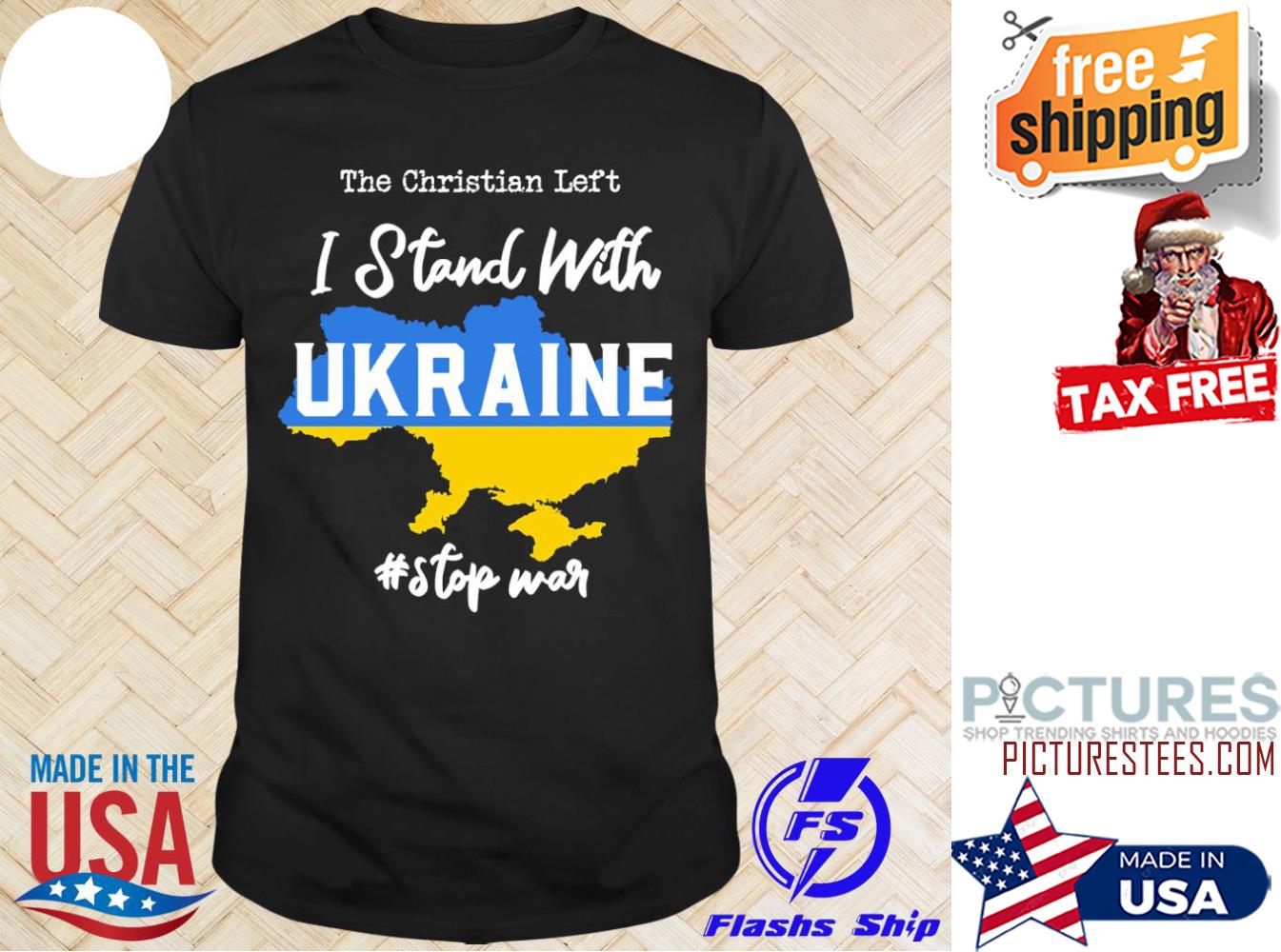 The Christian Left I stand with Ukraine stop war shirt