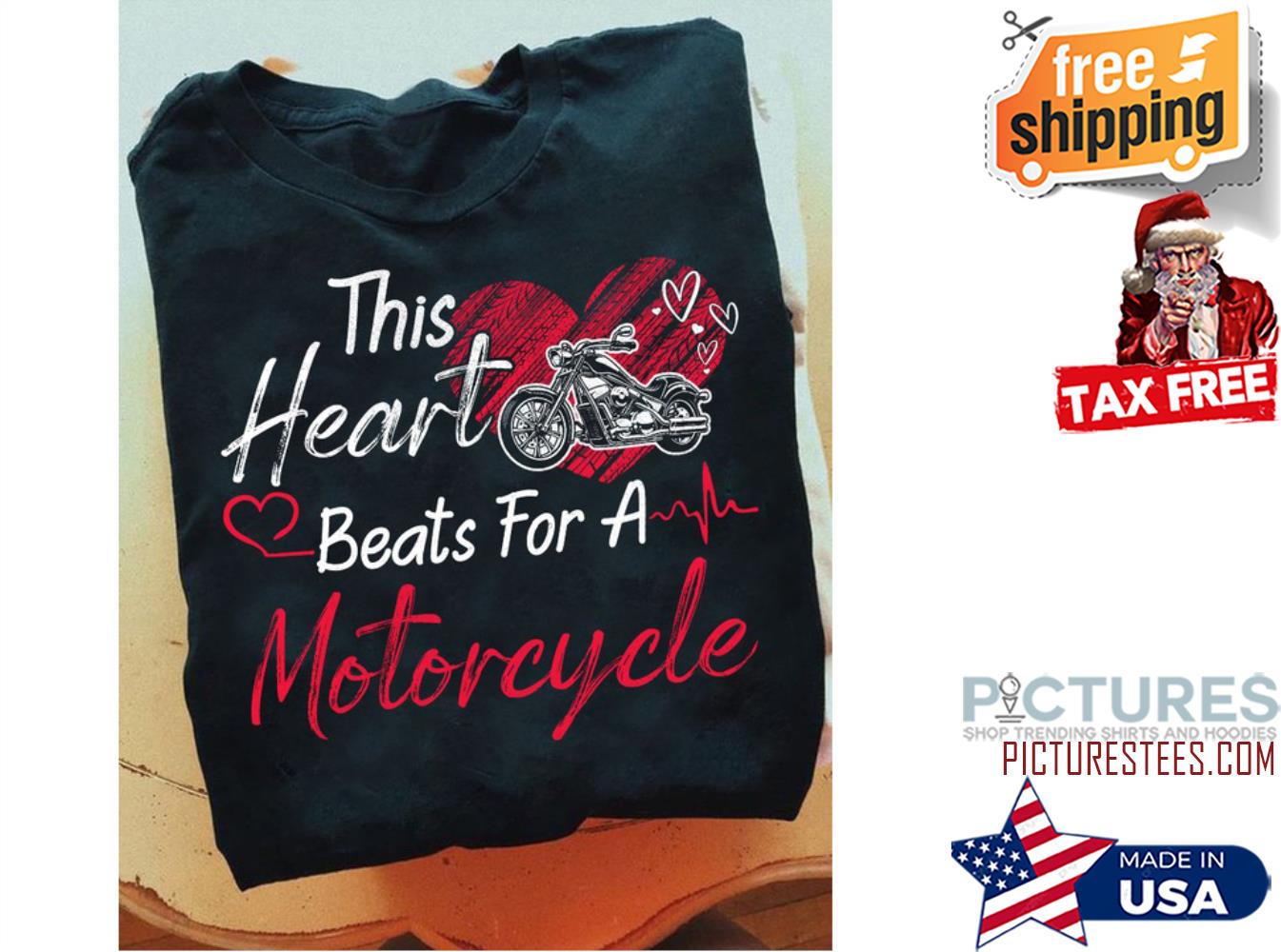 This heart beat for a motorcycle Valentine's day shirt