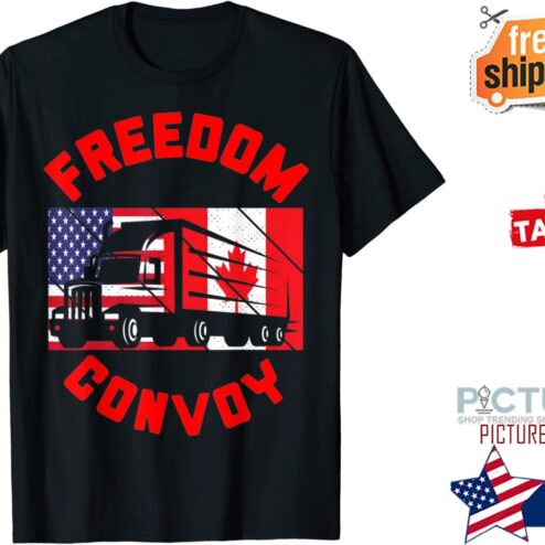 Truck Freedom Convoy 2022 american canada flag shirt