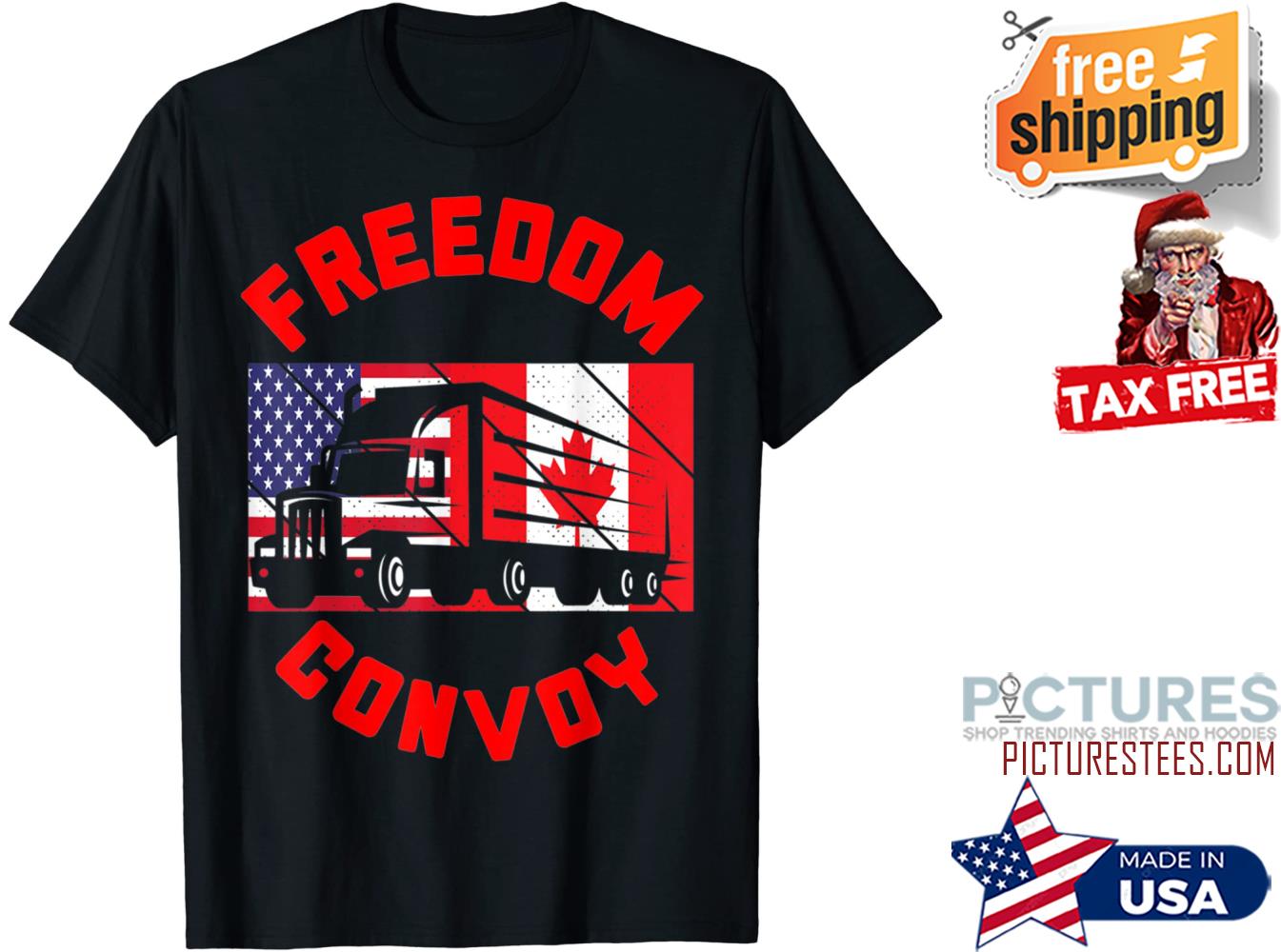 Truck Freedom Convoy 2022 american canada flag shirt