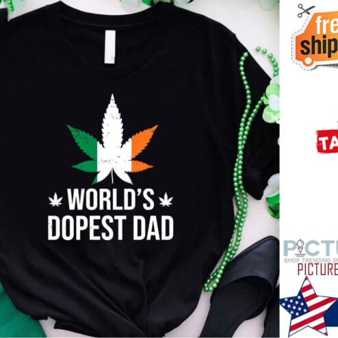 Weed Shamrock Clover World’s Dopest Dad Irish Flag shirt