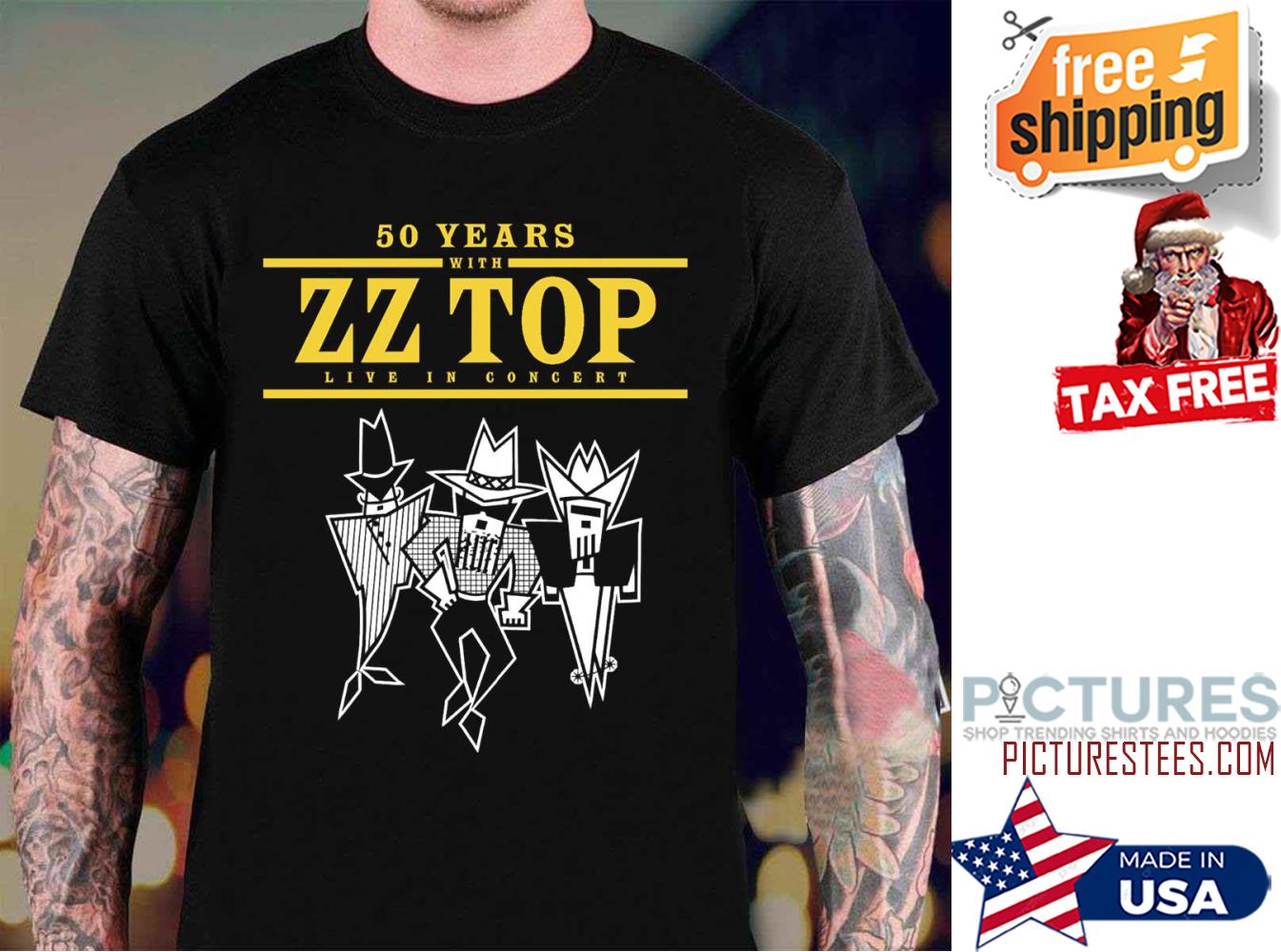 50 years with ZZ Top live in concert shirt