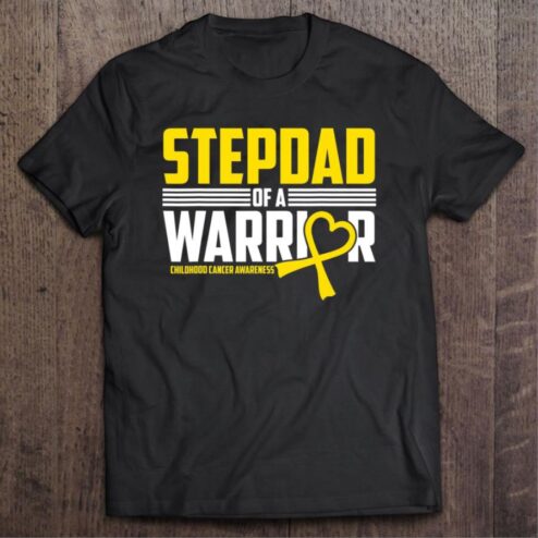 Awesome Stepdad of a Warrior Childhood Cancer Awareness shirt