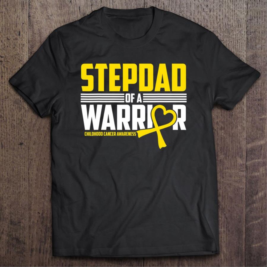 Awesome Stepdad of a Warrior Childhood Cancer Awareness shirt