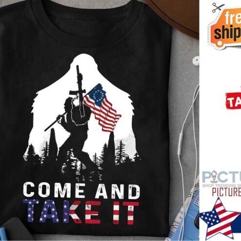 Big foot come and take it american flag shirt