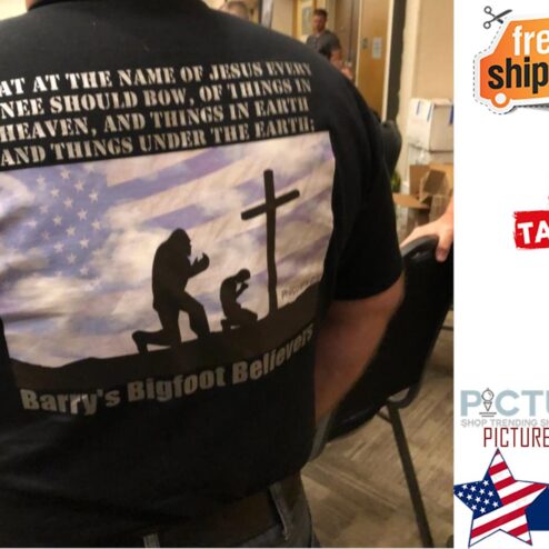 Big foot that at the name of Jesus every knee should bow of things in heaven and things in earth and things under the earth Barry's Bigfoot believers shirt