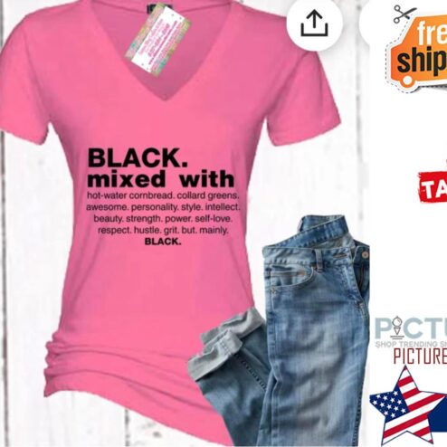 Black mixed with hot-water combread collard greens Black shirt