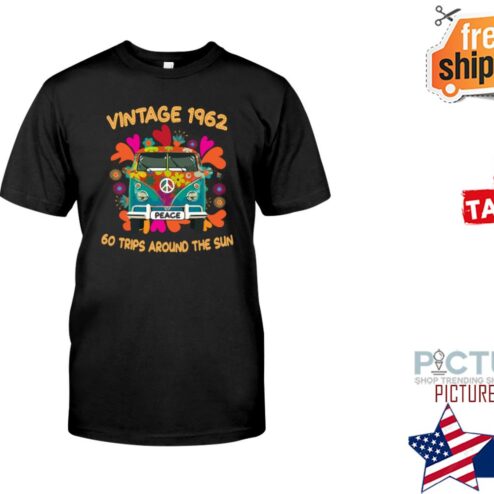 Bus vintage 1962 go trips around the sun hippie shirt