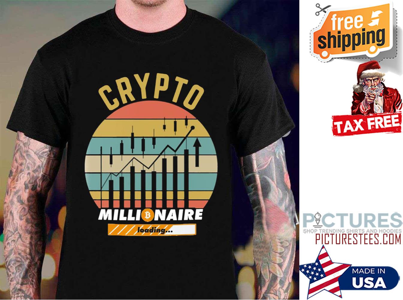 Crypto Millionaire Loading Cryptocurrency Bitcoin Sunset Vintage shirt
