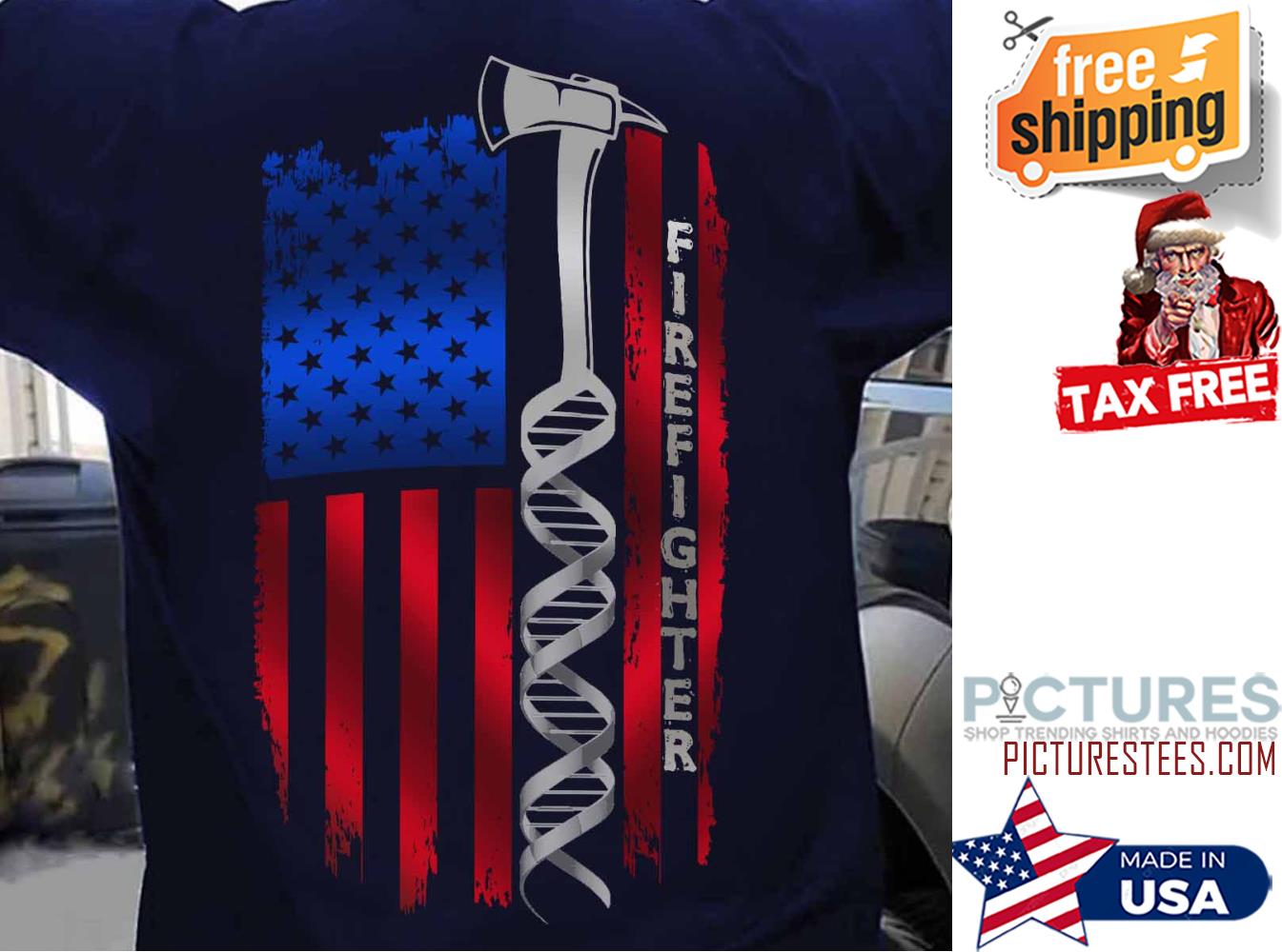 DNA firefighter american flag shirt