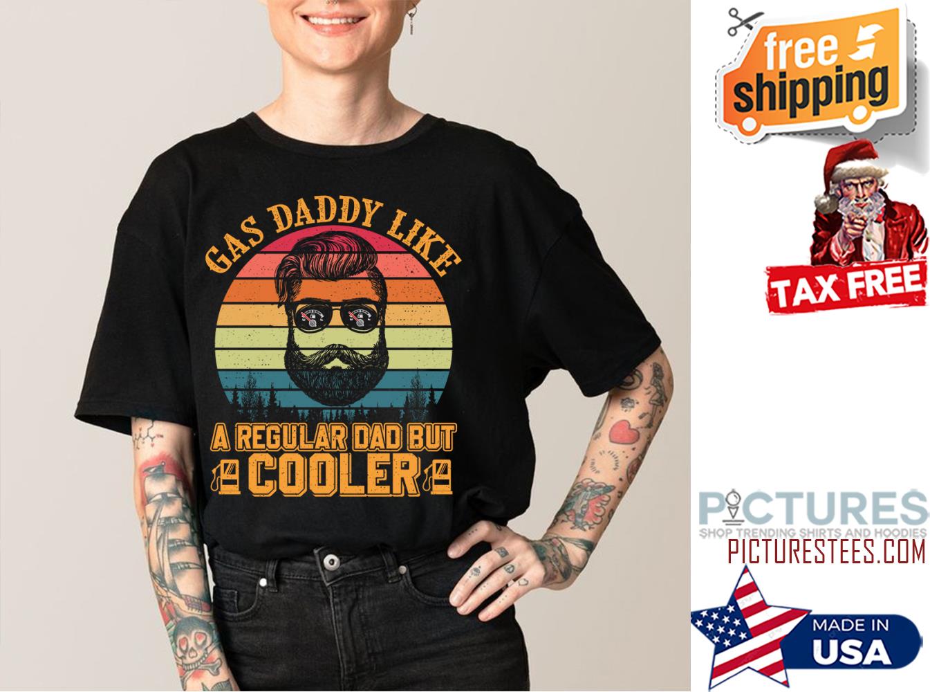 Father's day Gas daddy like a regular dad but cooler retro sunset vintage shirt