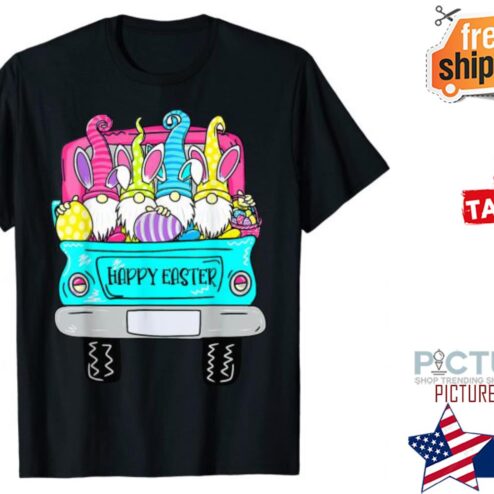Gnomes With Bunny Ears Egg Hunting Truck Happy Easter shirt