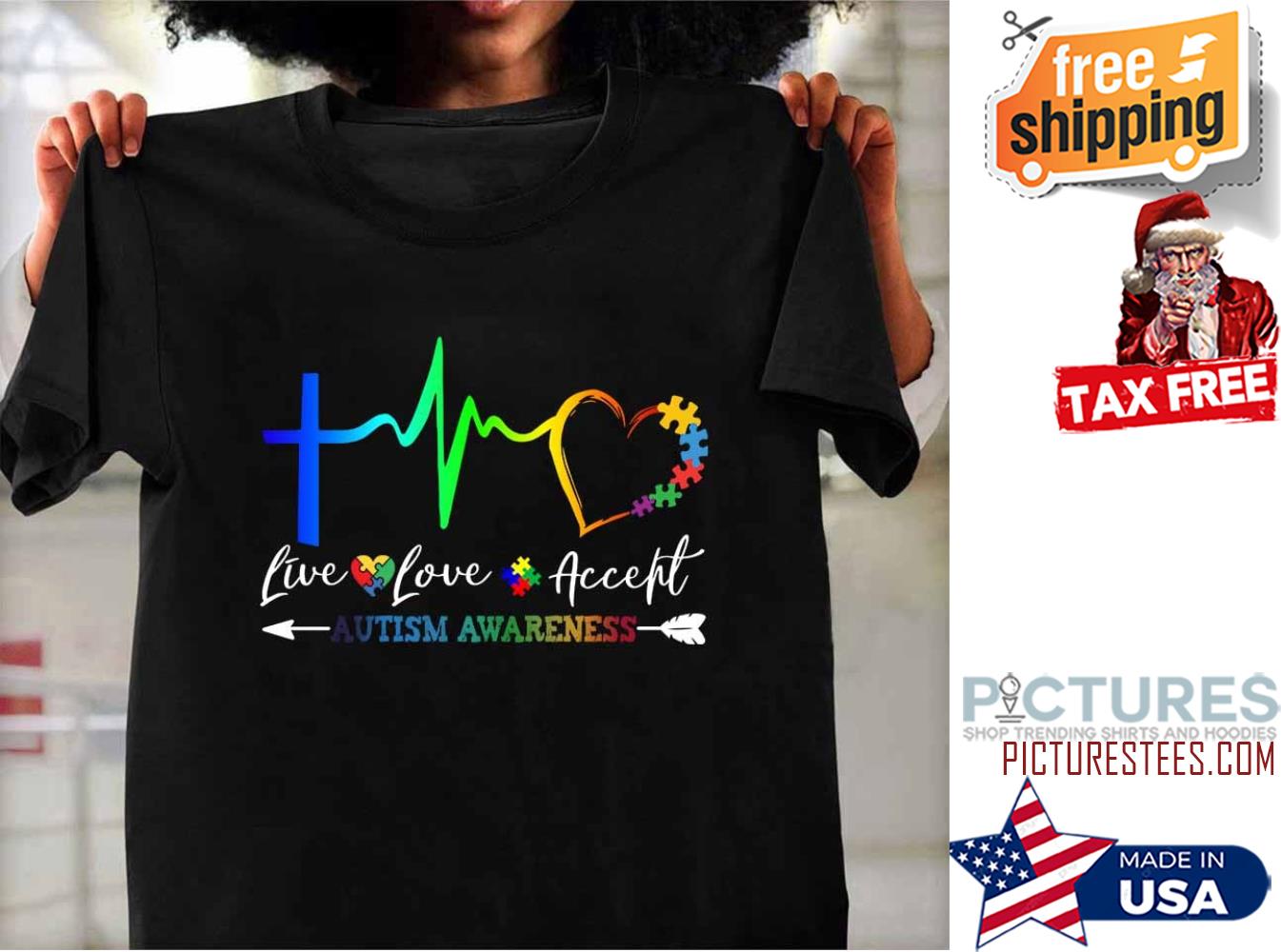 Hearbreath live love accept autism awareness LGBT shirt