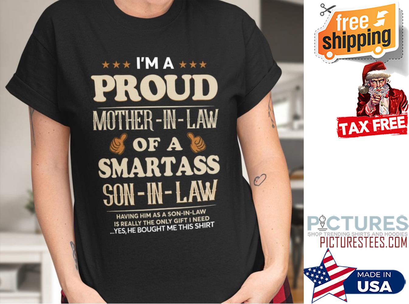 I'm a proud mother-in-law of a smartass son-in-law Mother's day shirt
