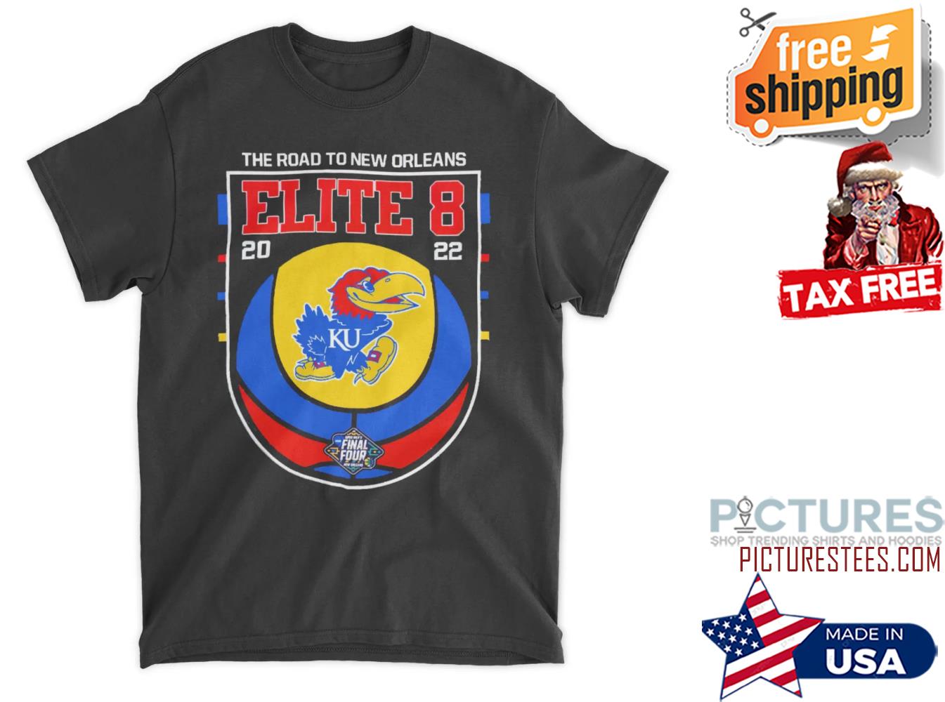 KU The road to New Orleans Elite 8 Final Tour 2022 NCAA shirt