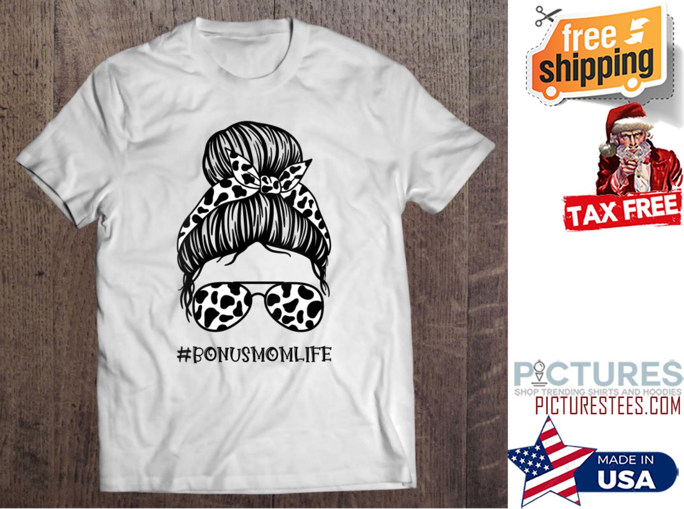 Leopard Messy Bun Bonusmomlife mother's day shirt